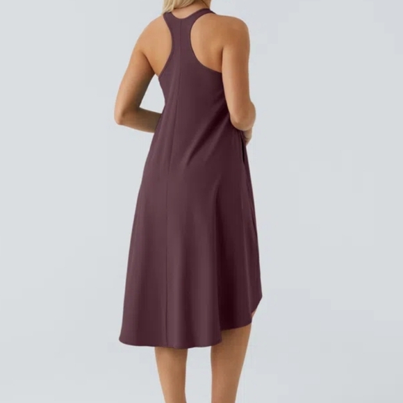 Halara Breezeful Racerback High Low Flowy Midi Dress Amaranth XS - Picture 3 of 14